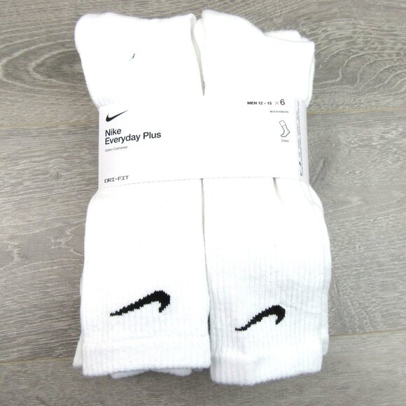 Nike Everyday Plus Crew Socks (6 Pack) Mens Size 12-15 White NEW - Picture 2 of 9